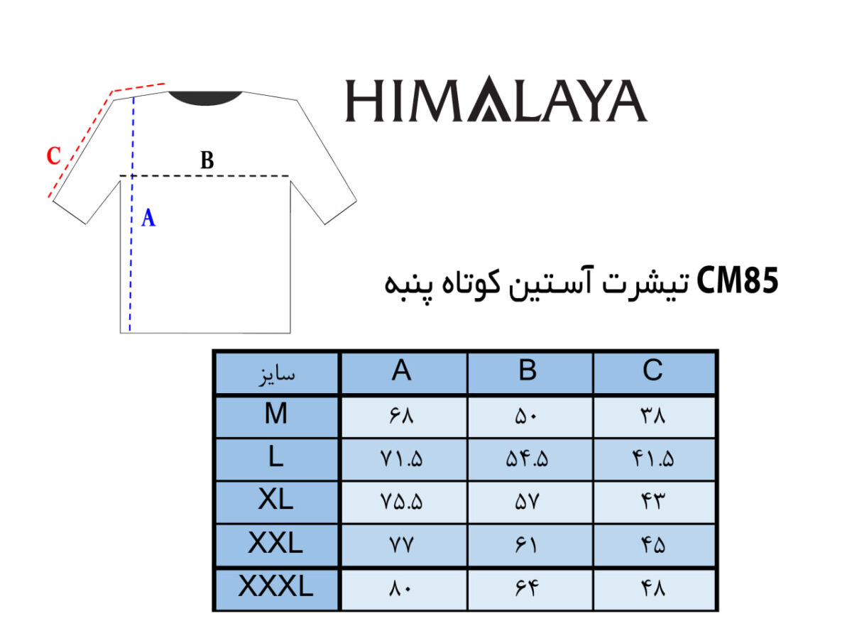 چارت سایز CM85