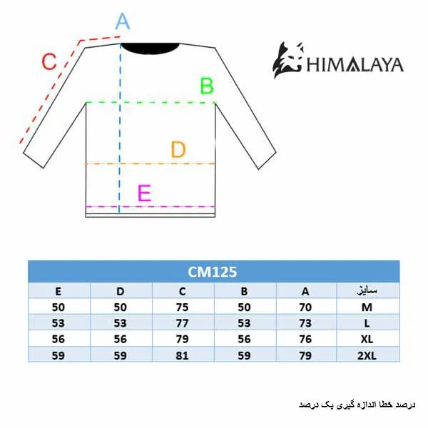 چارت سایز cm125