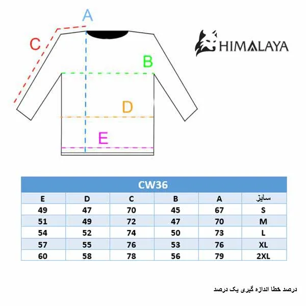 چارت سایز cw36