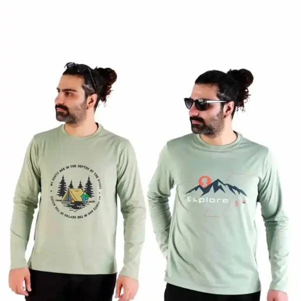 تیشرت پنبه آستین بلند سبز CM96 هیمالیا