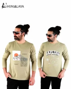 تیشرت پنبه آستین بلند زیتونی CM96هیمالیا