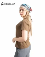 تیشرت زنانه پنبه لاکرا HIMALAYA مدل CW47 زیتونی